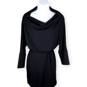 She + Sky Black Mini Belted Sweater Dress L NWT